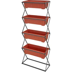 tectake Vertikalbeet mit 4 Kästen 52x21x127cm 52 x 21 x 127 cm Braun