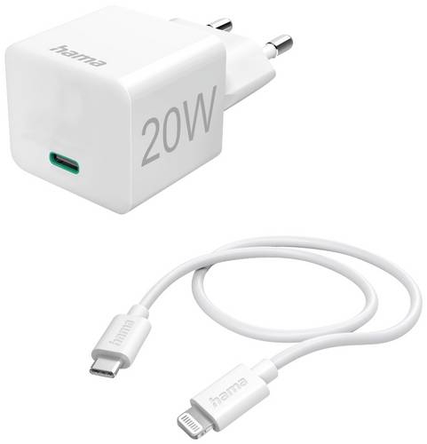 Hama USB Ladegerät 20W 1x USB-C, 1x Apple Lightning Weiß Innenbereich