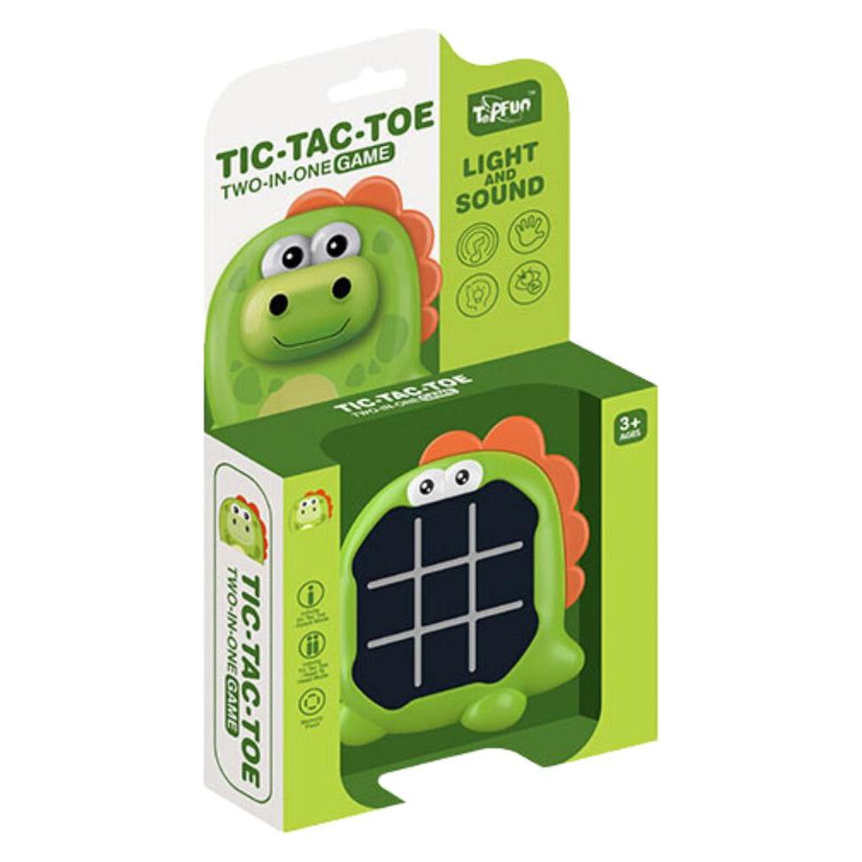Lean Toys 3in1-Spiel Tic-Tac-Toe Memory grüner Dinosaurier (2 Spieler) (58219357)