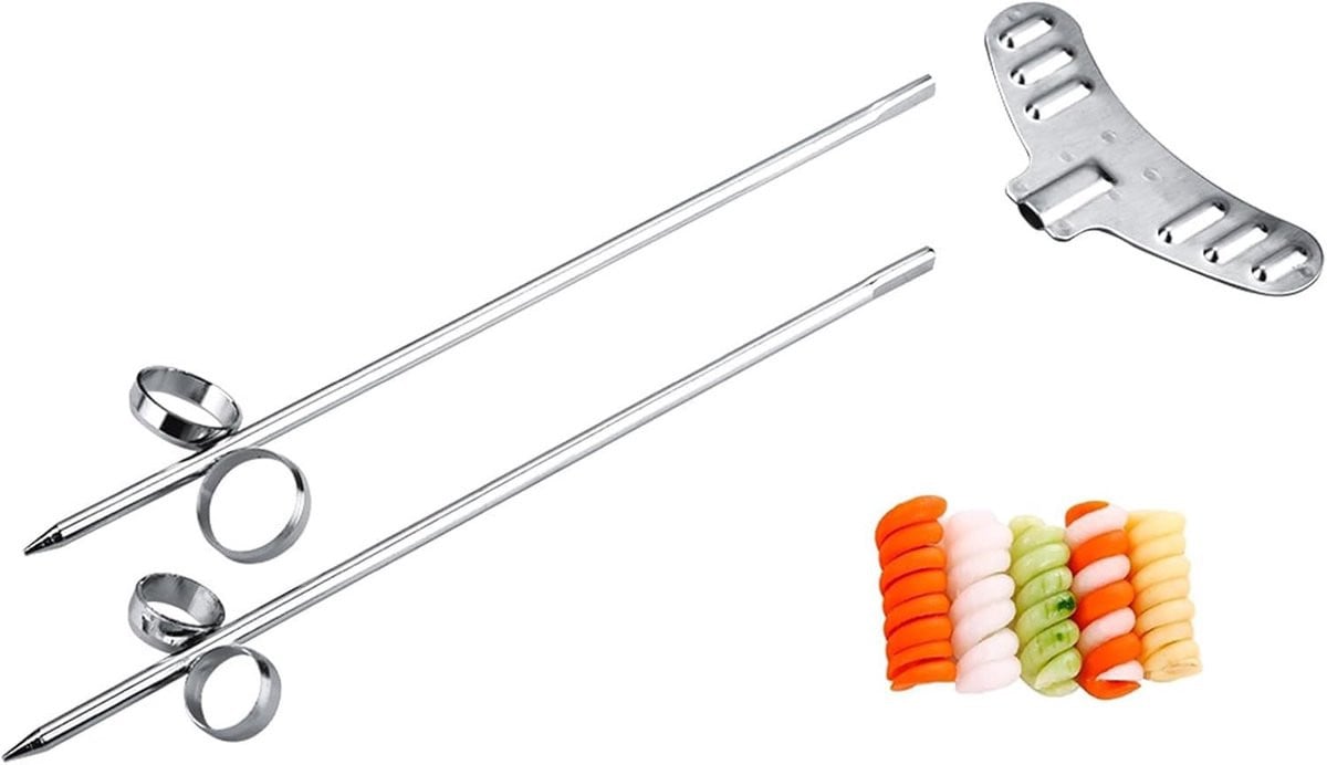 Spiraalsnijder voor aardappelen, groenten en radijsjes - RVS spiral cutter met 2 stuks en handleiding