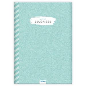 Trötsch Zeugnismappe 80822N, Floral, A4, Sichtbuch, mit Blättern, türkis, mit 10 Hüllen