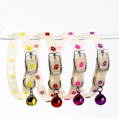 Uplift Treasures Glow In The Dark Reflective Pet Collar With Bell paw 1pc random Color