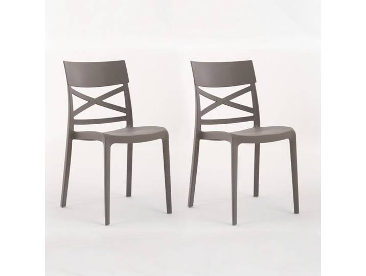 Lot de chaises Martina en polypropylène renforcé empilables Usage intérieur et extérieur (2 Chaises Gris tourterelle)