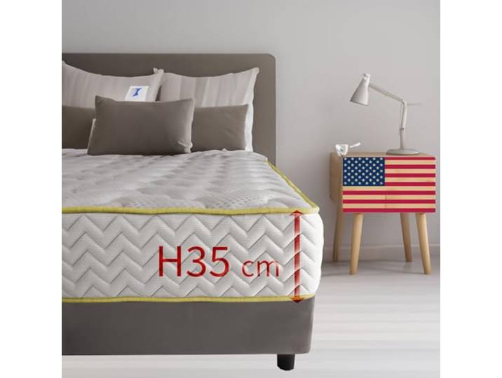 Matratze aus Memory-Schaum, für Einzelbett, 110 x 190 cm, orthopädische amerikanische Matratze gegen Rückenschmerzen, Höhe 35 cm, Memory-Matratze mit antiallergischer Füllung, Modell Boston35