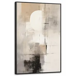 LEINWAND Bilder mit Rahmen - Abstrakt - Kunst - Grau - 90x140