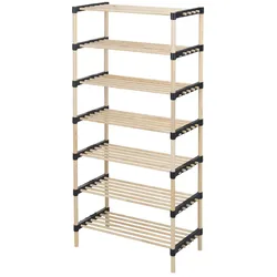 WellHome - Schuhregal mit 7 Böden aus Holz und Metall, 110 cm