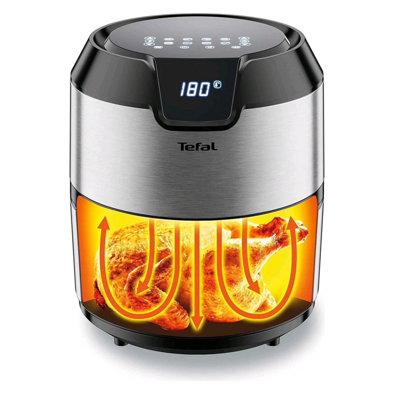 Tefal EasyFry Deluxe Heissluftfritteuse (EY401D), Edelstahl (4.20 l) (EY401D)