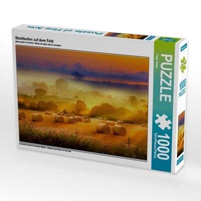 CALVENDO Puzzle Strohballen auf dem Feld | 1000 Teile Lege-Größe 64x48cm Foto-Puzzle für glückliche Stunden