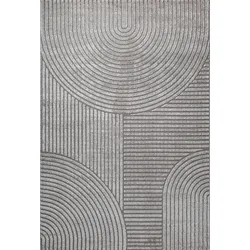 LÄUFER CETINA Geometrisch Polypropylen-Polyester Grau 80 x 300 cm