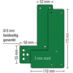 GFS, Zubehör Türbeschlag, Montageplatte 901 - / 991 470 Montage an Glastüren Schwenk-Türwächter DIN links / rechts L175xB110mm