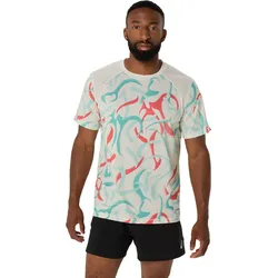 Asics Herrenlaufshirt Road All Over Print SS Top - beige / M