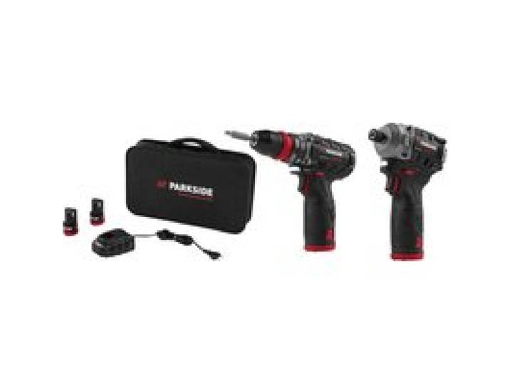 PARKSIDE PERFORMANCE® Set de démarrage perceuse-visseuse 12V et visseuse à choc 12V (avec batterie et chargeur) PBSPA 12 E4 / PDSSAP 12 B1