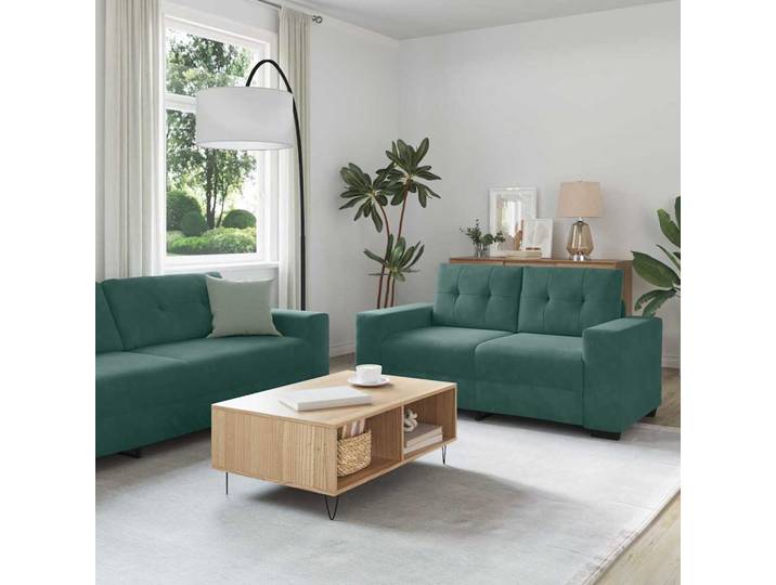 vidaXL Sofa Set 3 stk. Dunkelgrün Samt