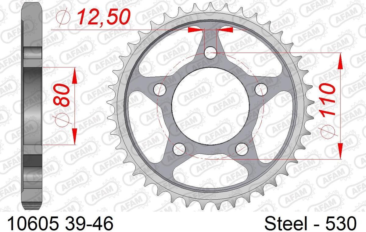 AFAM 10605-41 Pignon couleur argent