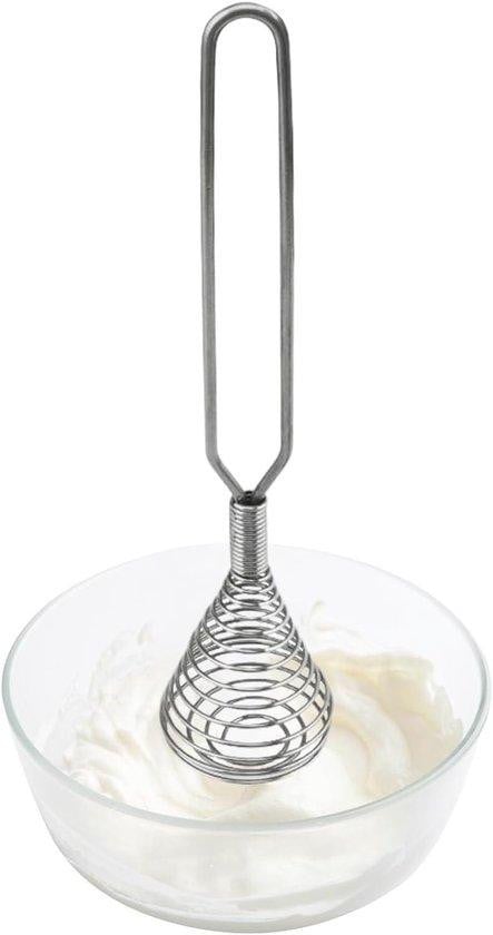 Zilverkleurige Veer Ei Mixer Handklopper van Roestvrij Staal - 22 cm