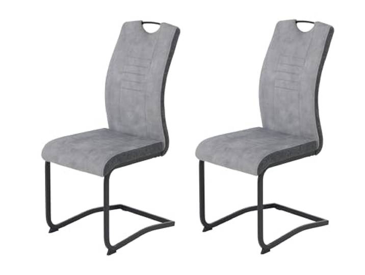 Hela Tische, 2er Set Esszimmerstuhl Riga, Materialmix Hellgrau, Griff, 120kg