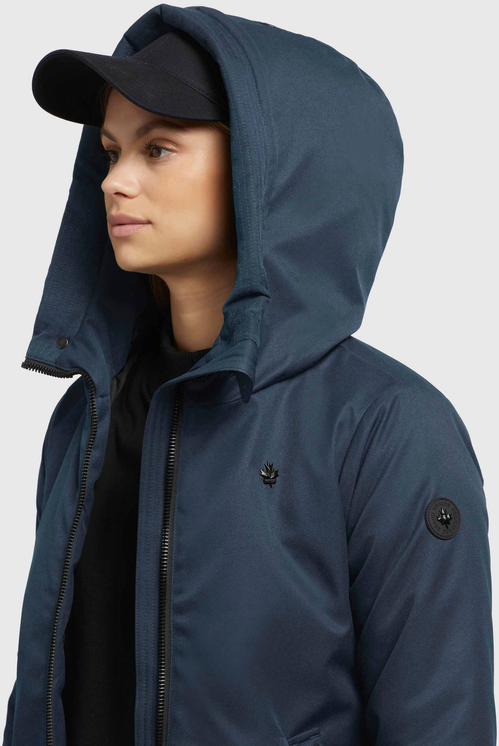 Wintermantel KHUJO "LISAD", Damen, Gr. XXL (44), blau (legion patrol), Web, , ca. Mitte Oberschenkel, Mäntel Wintermantel, elastisches Bündchen am Ärmelfutter legion patrol XXL (44)