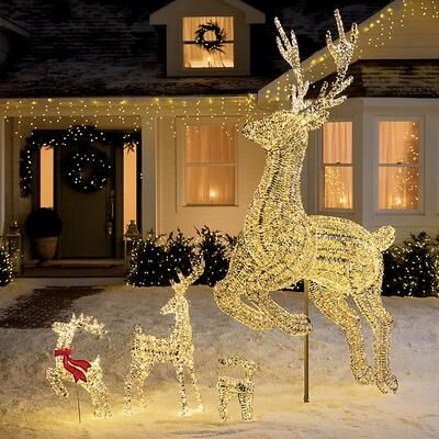 Gold Foil Micro LED Outdoor Reindeer - 11' - Ballard Designs