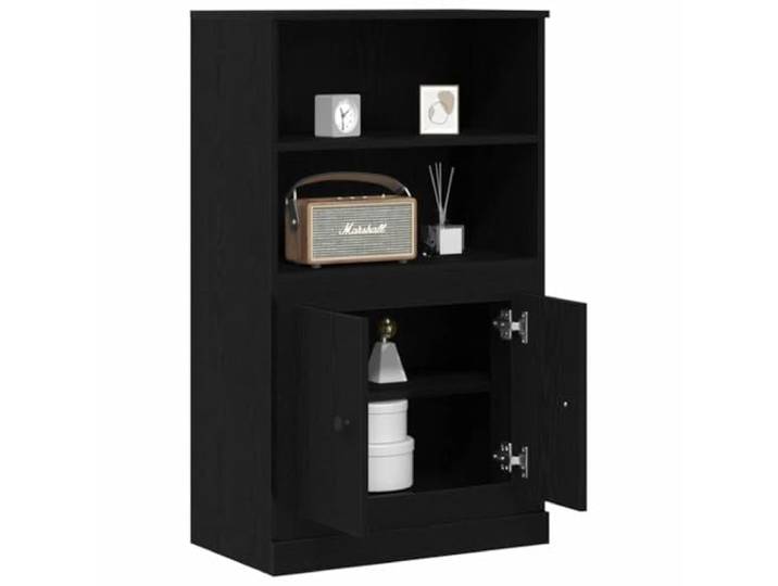 KTHLBRH Sideboard Eiche schwarz 60 x 35,5 x 103,5 cm Holz mehrschichtig Traditioneller Stil, 2 Türen, großer Innenraum, hitzebeständige Oberfläche, für Wohnzimmer und Esszimmer