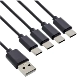 INLINE USB 4in1 Y-Ladekabel, 1x USB-A Stecker an 4x USB-C Stecker, 2m