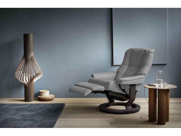 Relaxsessel, Leder BATICK, Grau (Wild Dove), 79×101×77 cm, Elektrisch Verstellbar, Klassisch, Stressless