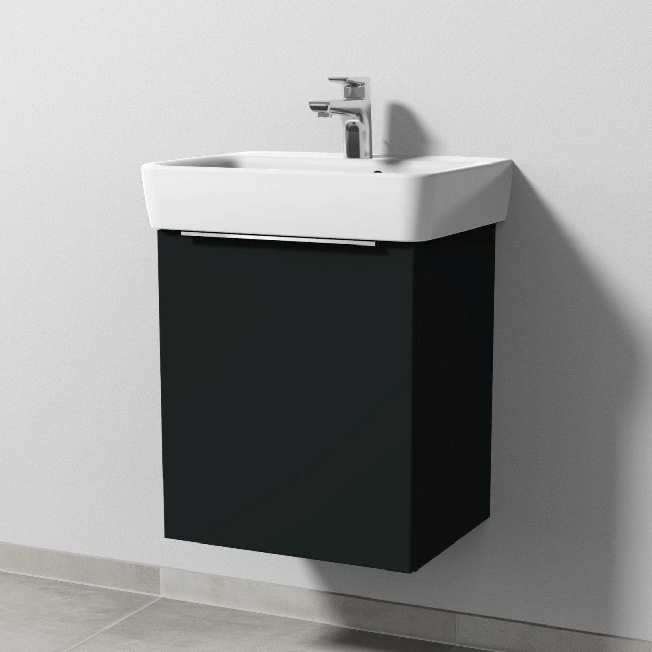 Sanipa 3way Waschtischunterbau zu Geberit Renova Plan Waschtisch mit 1 Tür, Vulkan-Matt UP8721V