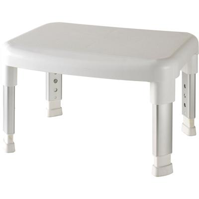 Bad-Stufe BISCHOF "Big Step", weiß (weiß, silberfarben), B:42cm T:34cm, Fußtritte, Einstiegshilfe, höhenverstellbar von 24 – 29 cm