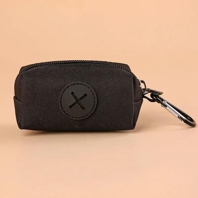 Inspired Living Canvas Dog Poop Bag Holder With Carabiner Clip Durable Poop Bag Dispenser For On the Go Walks black