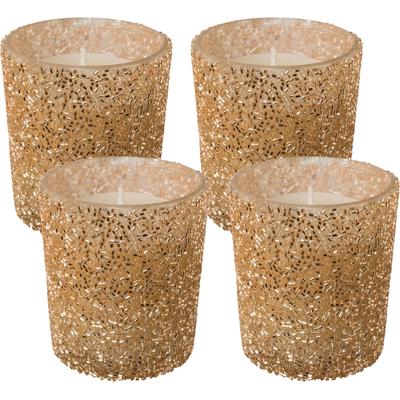 Teelichthalter CREATIV HOME "Teelichthalter", gold, H:6cm Ø:6cm, Glas, Kerzenhalter, Teelichthalter, mit schimmernder Oberfläche