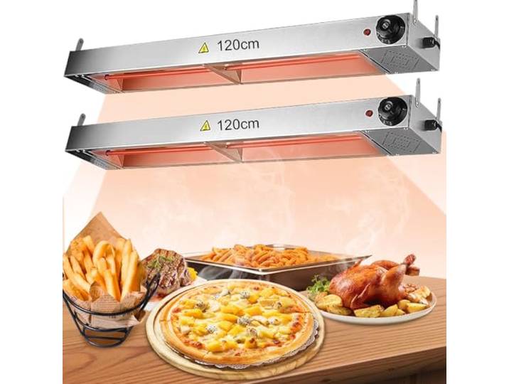 VFDZ Professional Wärmebrücke Küche Gastro, Edelstahl (2Stück, 120cm) Wärmelampe Gastro Hängen für Warmhalten von Speisen, Lebensmittel Wärmelampe für Catering, Buffet, Snackbar