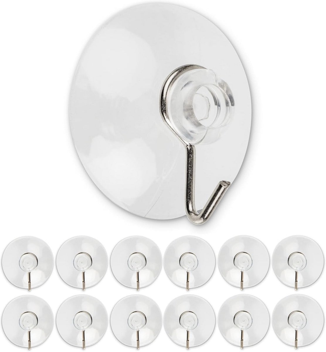 Transparante Zuignap Haken Set van 12 - Multifunctionele Wandhaken voor Keuken en Badkamer