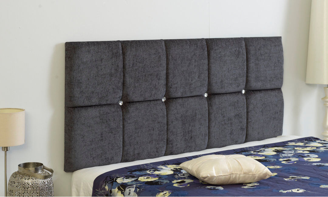 Etta Avenue Bria Upholstered Chenille Headboard Charcoal Double (4'6)