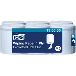 Tork Papierwischtücher mit Innenabrollung Blau M2, Saugfähig, 6 × 471 Blatt, 130...