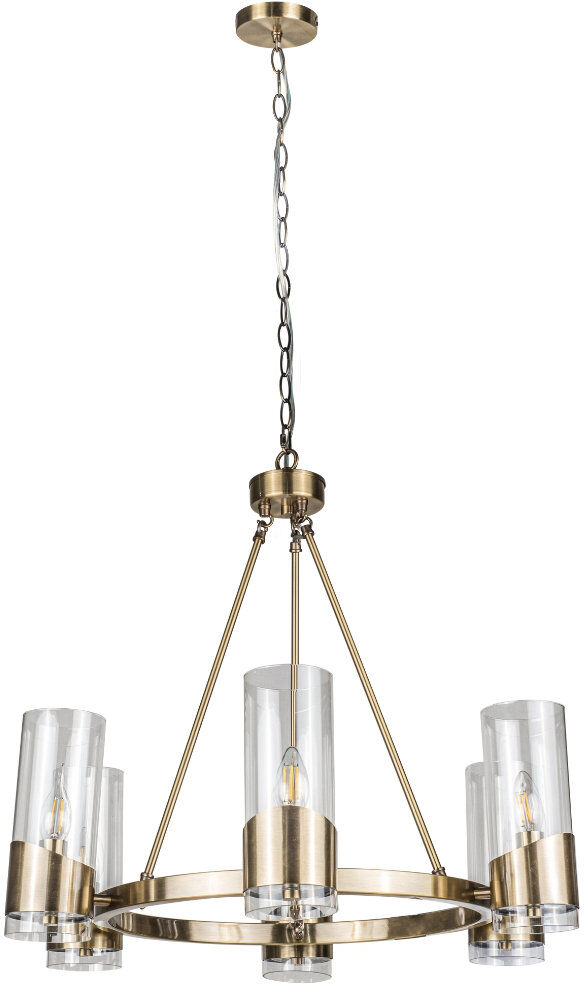 Ebern Designs Mulry 6 - Light Waggon Wheel Pendant Antique Brass
