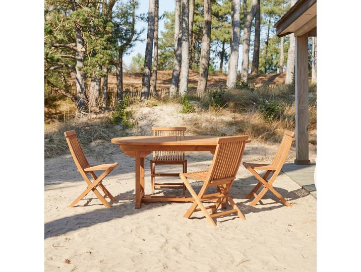 Ovale Outdoor Sitzgruppe aus Akazienholz Capri 4 - Braun