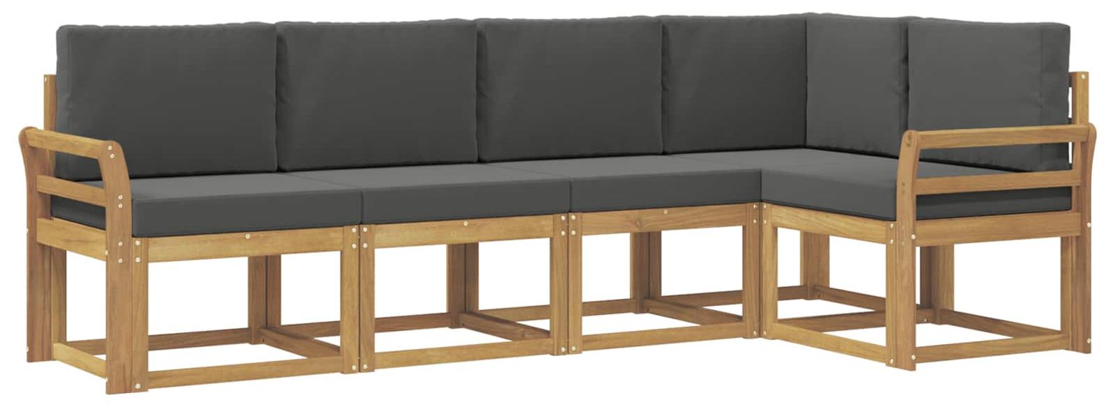 Outdoor-Sofagarnitur mit Kissen 5 pcs Weiß und Anthrazit