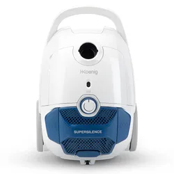 H.Koenig AXO800 Staubsauger mit Beutel, 3 l, leistungsstark, HEPA-Filter H12, geräuscharm 68 dB, weiß/blau