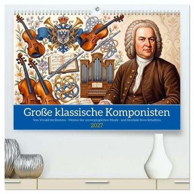 Große klassische Komponisten (hochwertiger Premium Wandkalender 2027 DIN A2 quer), Kunstdruck in Hochglanz
