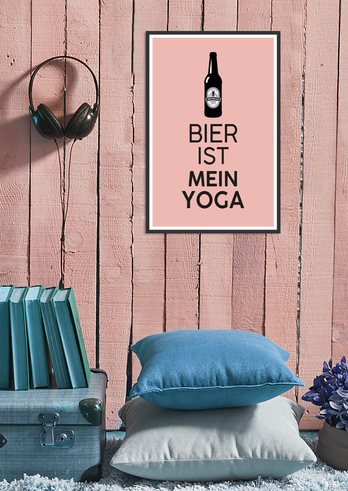 Metallbild QUEENCE "Bier Yoga", schwarz (farbe bild(er): schwarz), B:30cm H:20cm, Metall, Stahl, Bilder, Metallbild, Stahlschild, Blechschild, Sprüche, Texte, witzig, Bier farbe bild(er): schwarz B/H/T: 30cm x 20cm, Metallbild Getränke Schriftzug Sprüche 