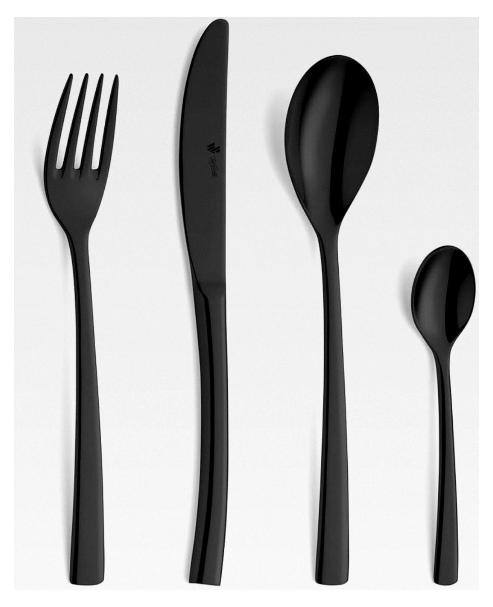Paul Wirths Swing Besteckset 24-teilig für 6 Personen Schwarz hochwertige PVD Veredelung zeitlos-modernes Besteckset 18/10 Edelstahl spülmaschinenfest