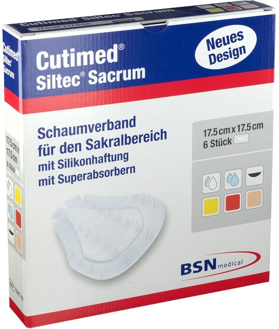 Cutimed Siltec Sacrum 17,5x17,5 cm Kompressen 6 St