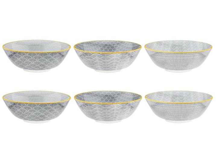 Lot de 6 grands bols en porcelaine gris d21