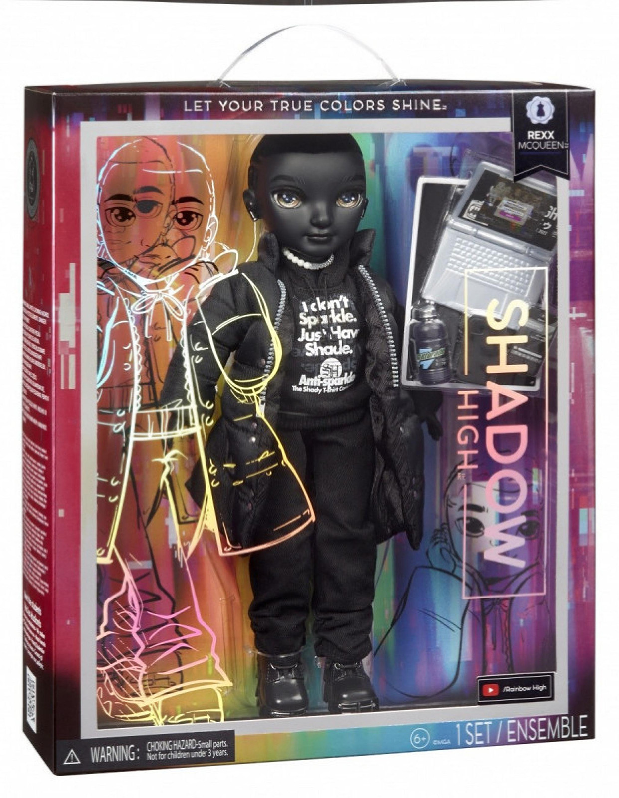 Rainbow High Shadow High S23 Fashionpop Rexx Mcqueen Modepop Zwart Meerdere kleuren 28 cm
