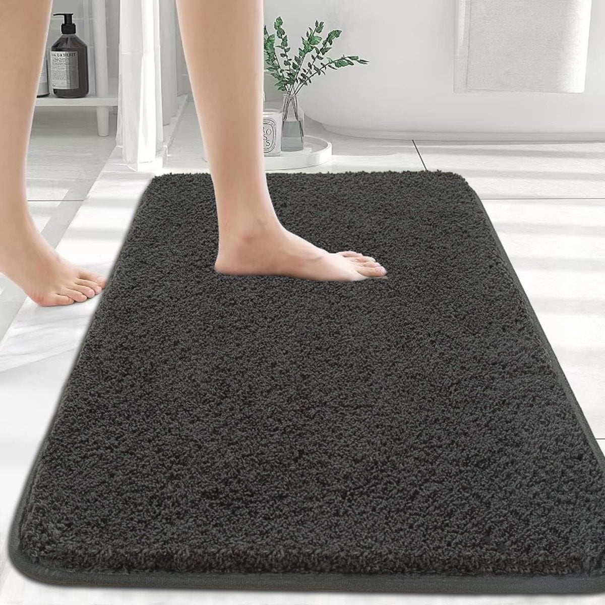 Grijs badmat super absorberend en antislip voor volwassenen