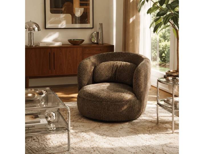 Fauteuil pivotant tissu marron