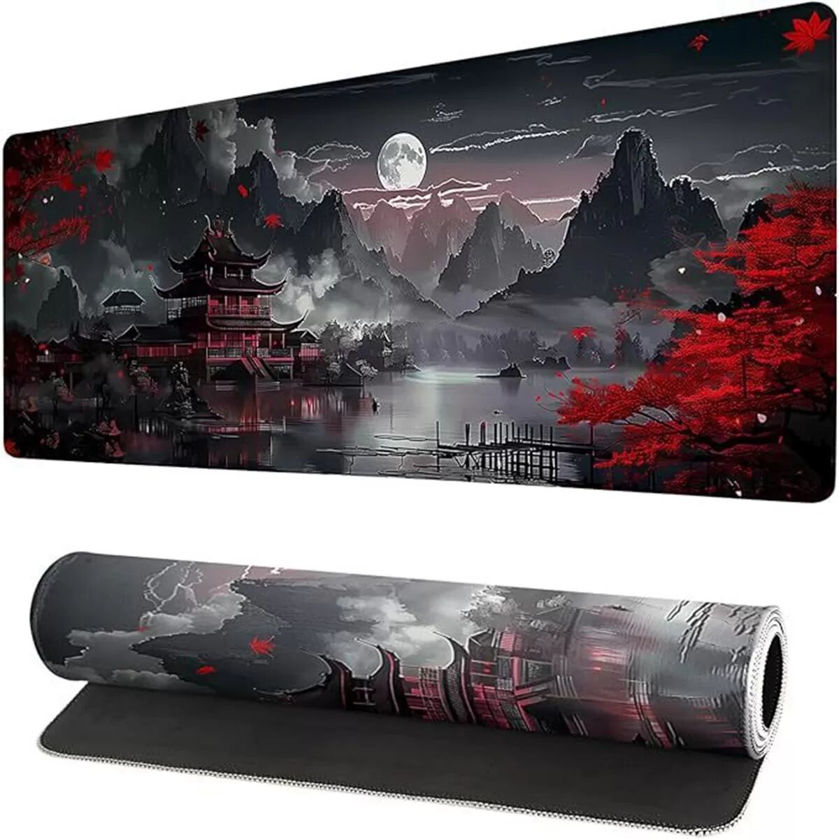 INF Tapis de Souris en Caoutchouc Antidérapant avec Bordure et Peinture de Paysage - Adhérence Améliorée & Design Artistique
