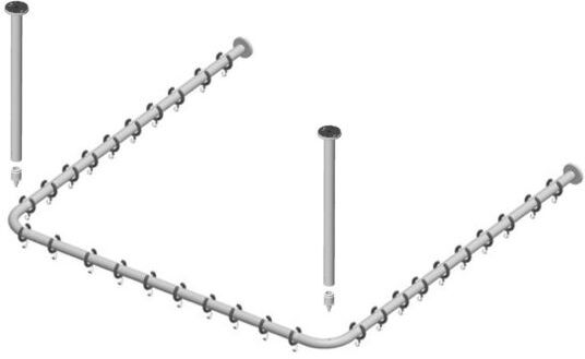 Keuco Brausevorhangstangen Set Plan 14940011000 für Viereck Dusche, 100 x 100 cm, chrom