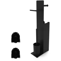 Relaxdays WC Garnitur mit Ersatzrollenhalter Schwarz