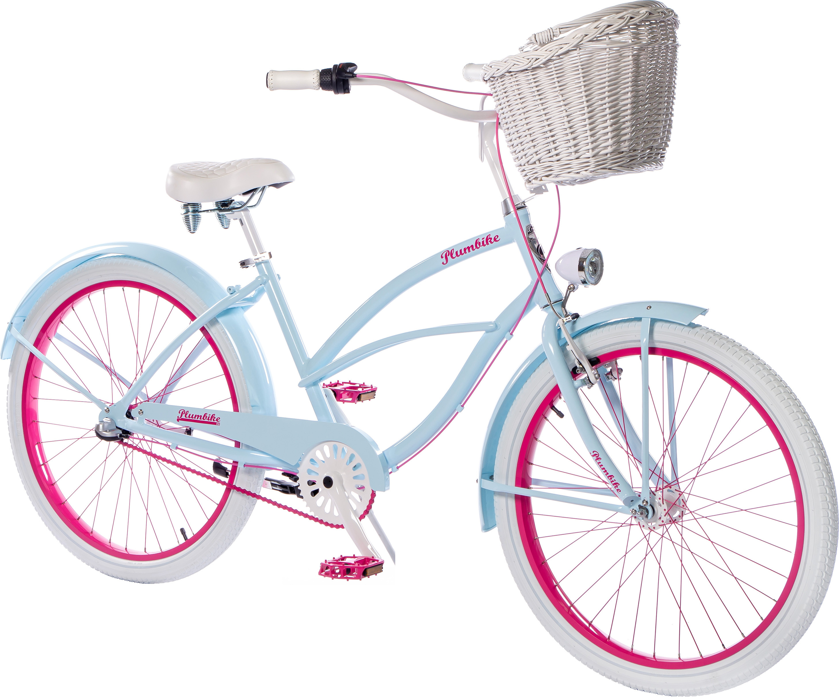 Plumbike La Donna Stadtfahrrad Damen 26" 3-Gang, mit Korb - Blau