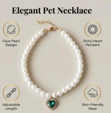 Inspire Essentials Elegant Pearl Cat Collar Adjustable Kitten Necklace Collar 8 l 30 35cm